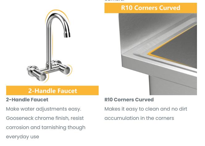 [ FLASH SALE ] ROVSUN 17" x 15" Wall Mount Stainless Steel Hand Wash Sink with Side Splash