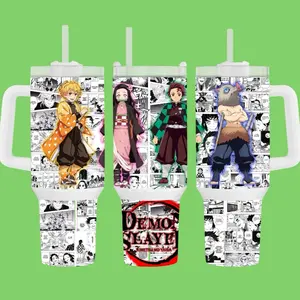 Demon S amine 40oz tumbler Stainless Steel Drinkware Cup Mug Portable Washable Reusable Water Bottles Bottled