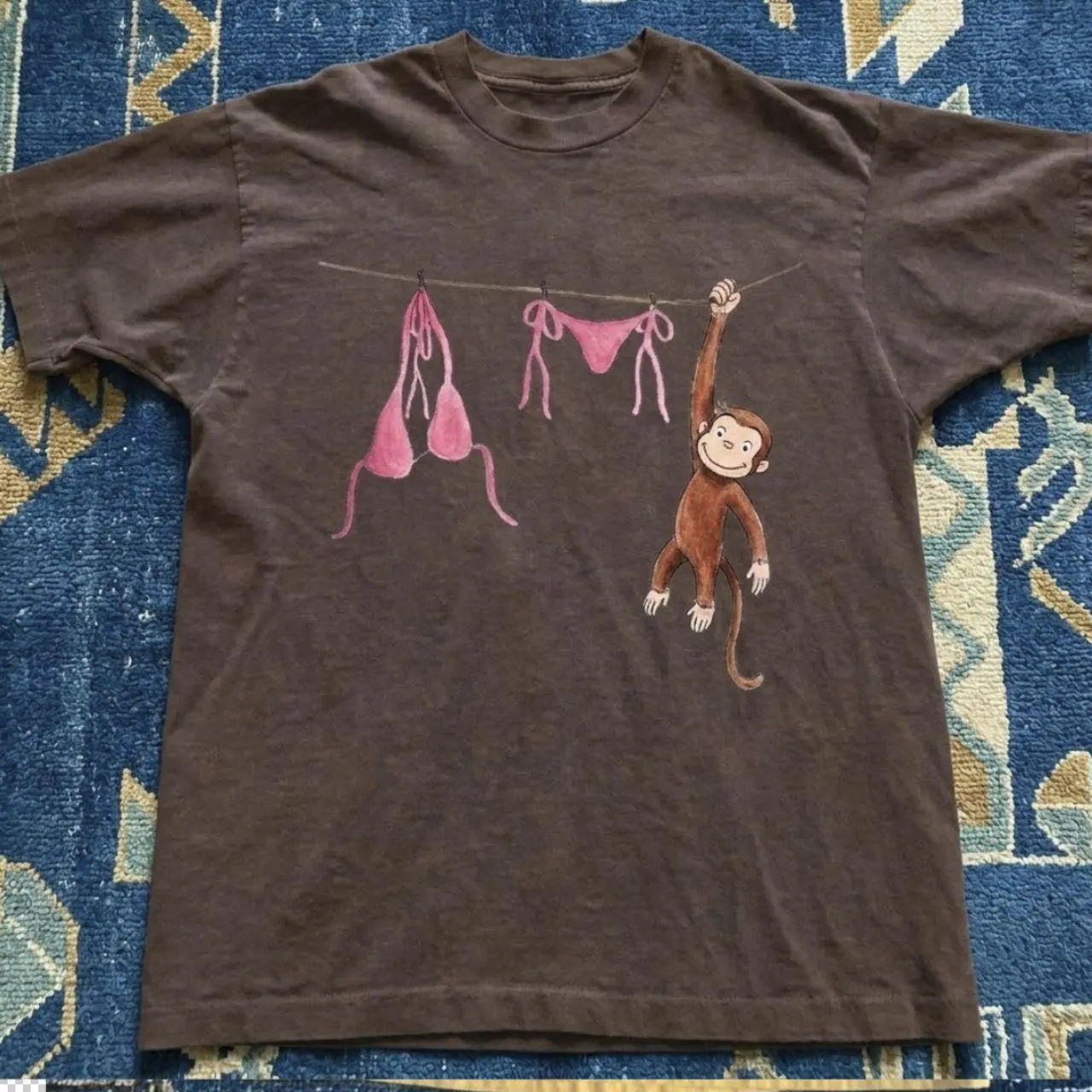 Curious Monkey graphic t-shirt Vintage y2k Inspired Baby Tee, aesthetic graphic tshirt, summer tee, 90s,y2k