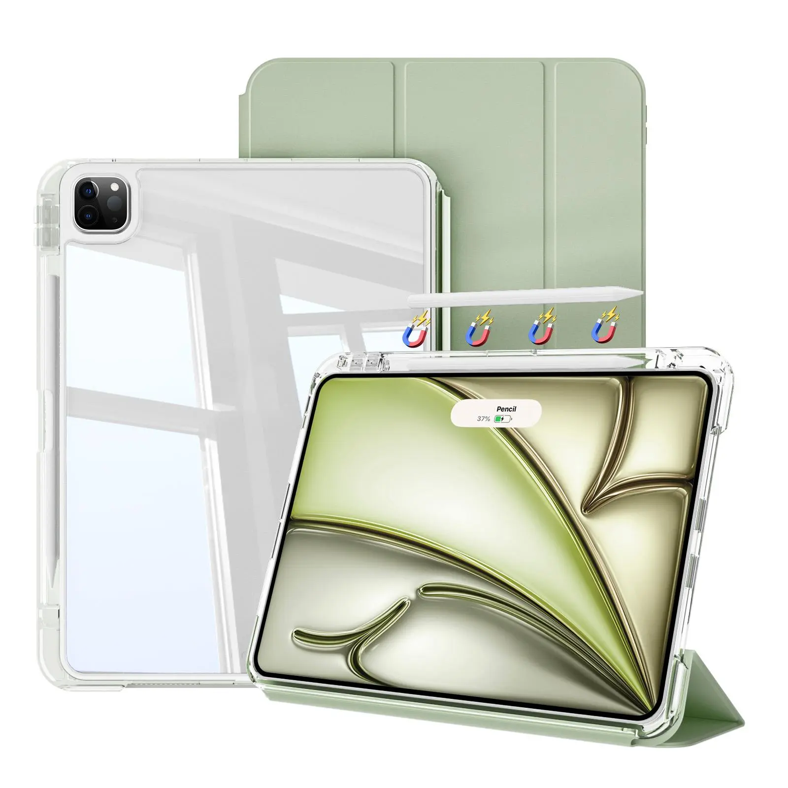 Clear Tablet Case with Pen Slot, 1 Count Auto Sleep/Wake Smart Durable Protective Cover, Tablet Protector for iPad Pro 13 Inch (M4) Air 13 Pro 11 Inch