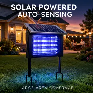 Bug Zapper Solar Powered Light with 3 LED Tubes, USB Rechargeable Mosquito Trap, Hanging & Standing Design for Patio, Backyard, Outdoor Pest Control