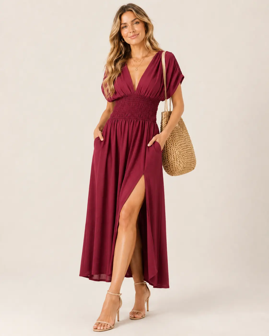 MIDIROSS womanComfy V-Neck Maxi Dress in Elegant Black for Daily Wear, Vacations & Weddings - Chic Polyester Casual Dress with Shortsleeve Fit