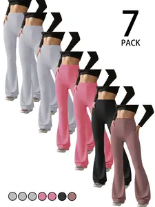 7 Pcs Lazy Micro Flare Pants, High Elasticity, Slimming Effect, Spring & Fall, Casual Wear, Sporty Outerwear, Wide Leg Trousers