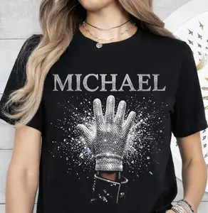 Michael Jackson RHINESTONE Glove Streetwear T-Shirt, Unisex Hip Hop Streetwear Tee