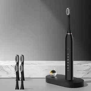 Rechargeable Electric Ultrasonic Toothbrush for Adults & Kids, 6 Optional Modes, IPX7 Waterproof, USB Fast Charging, 2 Min Timer, 4 Replacement Brush Heads, Perfect Mother's Day Gift