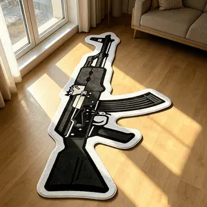 Bedroom Rug Style Gun Pattern Mat, Non-Slip Durable Foot Pad, Soft Comfortable Carpet for Gaming Room, Living Room, Kitchen, Closet