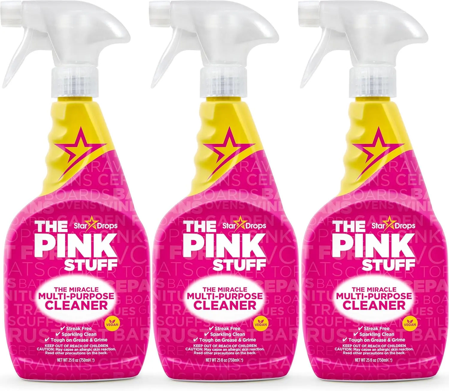 The Pink Stuff Multi-Purpose Spray Bundle Streak Free, Tough on Grease & Grime 25 Fl Oz 3pk