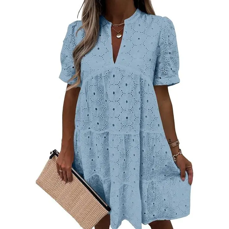 Wenrine Women's Summer Lace Dresses Eyelet Casual Flowy Babydoll Swing Short Sleeve V Neck Tunic Dress - TikTok Shop Wenrine Women's Summer Lace Dresses Eyelet Casual Flowy Babydoll Swing Short Sleeve V Neck Tunic Dress - TikTok Shop