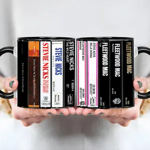 Stevie Nicks Fleetwood Mac Cassette Mug, Retro Music Coffee Cup, Vintage Rock Band Gift, 70s 80s Music Lover Mug, Classic Album Tape Design