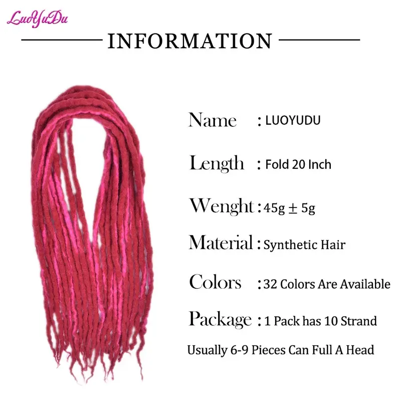For Hair Double Ends Soft Dreadlocks Hair Extensions Synthetic Braiding Hair For Hip-hop Hair Style Crochet Hair For Women
