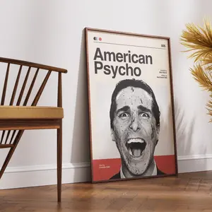 American Psycho Retro Movie Poster, Vintage Patrick Bateman Wall Art Print, Dark Aesthetic Film Decor