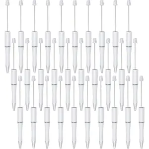 30 count White Beadable Pens Plastic Bead Ballpoint DIY Cute Cool Pens Black Ink for Students Teacher Women Men Bridal Graduation  Office School Supplies