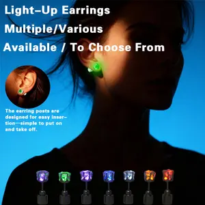LED Earrings, Shiny Glowing LED Lighting Up Stylish Earring Studs Crown Shap Ear Drop Stud, Wedding Rave Dance Party Night Out Halloween Christmas Decoration Present for Women Men