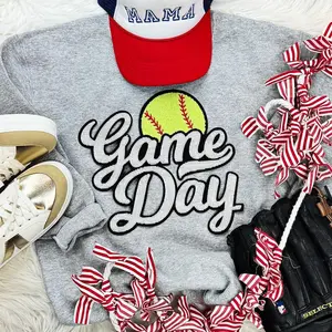 Softball White Game Day Sequin Patch
