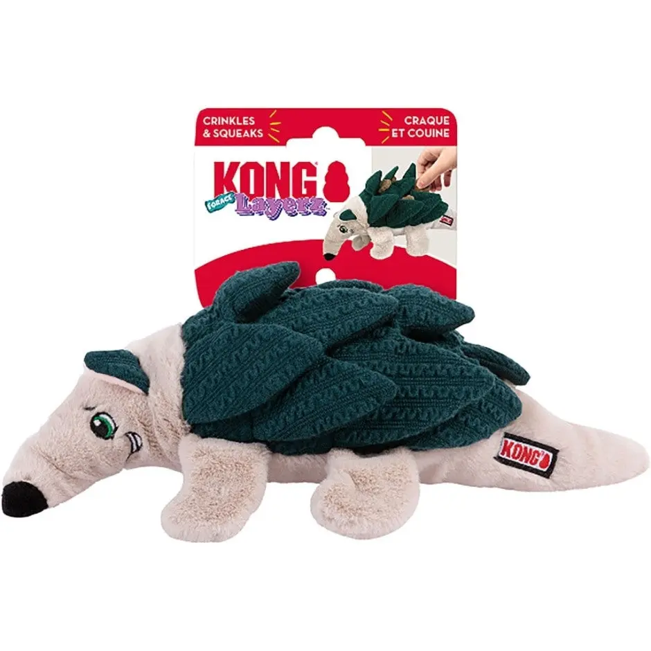 Kong Layerz Armadillo Dog Toy with Crinkles & Squeaks for Fun Play and Reinforced Strength