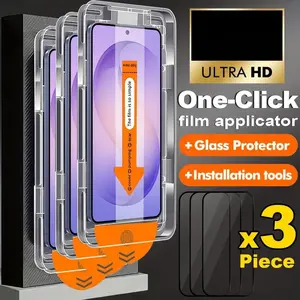 3 pcs HD Tempered Glass Screen Protector For Samsung A07 A17 A16 A15 A14 A12 A26 A25 A24 A37 A36 A35 A34 A32 5G A57 A56 A55 A53 A73 A52S A52, Anti-Scratch, Fingerprint Resistant, Full Coverage, Smooth Surface, One-Click Installation