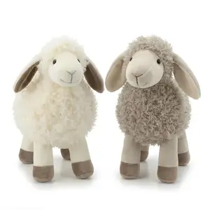 Cute Little Lamb Cartoon Animal Doll | Realistic Plush Toy, Polyester, White and Gray, Hand Wash Only, Perfect for Valentine'S Day, Easter, Birthday Gift for Children