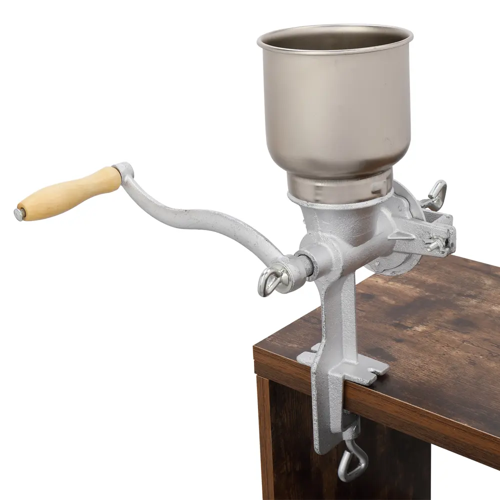 Hand Crank Grain Grinder - 500 Premium Aluminum Alloy Manual Mill, Adjustable Thickness, Labor-Saving, Portable for Home & Commercial Use
