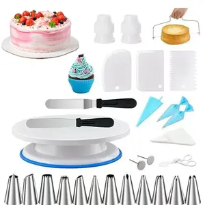82PCS Cake Decorating Kit with Turntable – Complete Cake Decorating Tools Set for Beginners, 12 Piping Tips, 52 Piping Bags, Icing Scrapers & Spatulas for Cupcake Cookie Baking