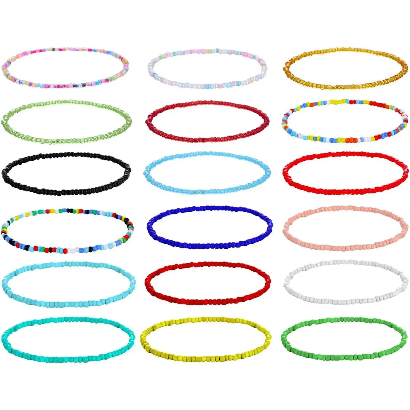 Boho Anklet for Women Teen Girls Handmade Elastic Beaded Ankle Bracelets for Women Summer Foot