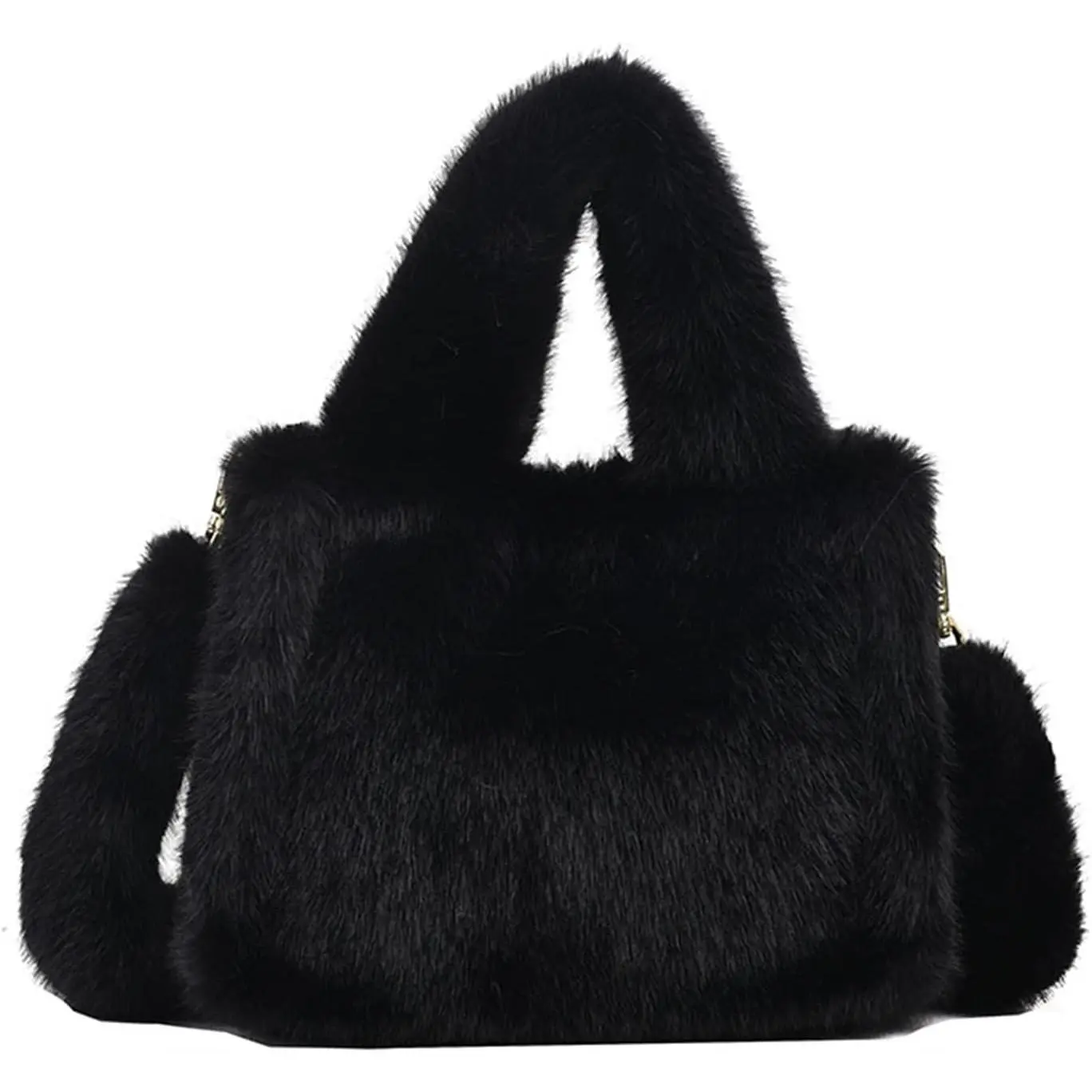 Fluffy Tote Bag Mini Faux Fur Purses for Women Winter Fuzzy Tote Soft Furry Crossbody Handbag Plush Bags