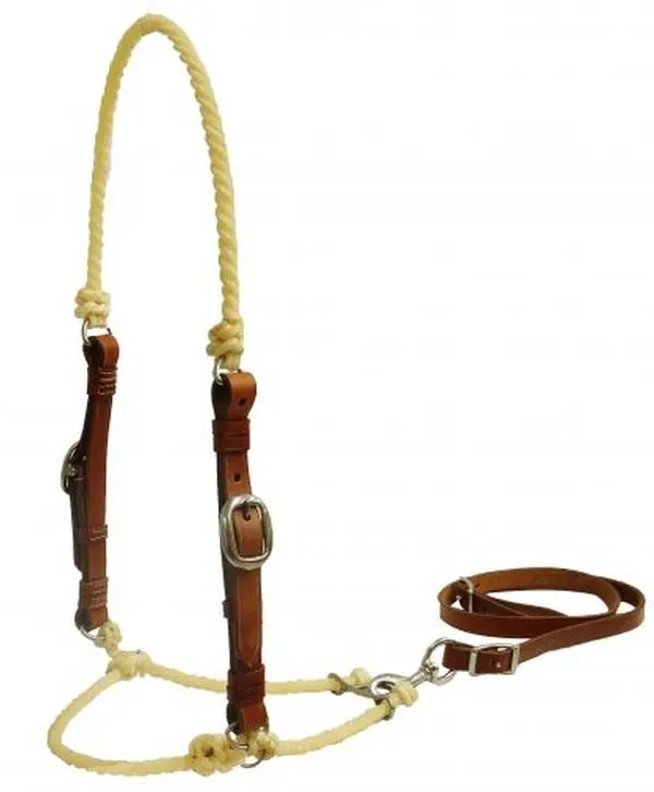 Showman Lariat rope tie down with leather cheeks Showman Lariat rope tie down with leather cheeks