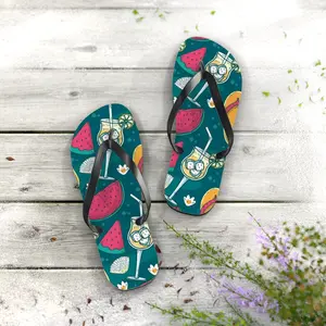 Hand drawn flip flip, watermelon flip flop, lemon flip flop summer pattern for lover Sandal Shoe Comfort Walking Shoes Boy Footwear Walking Shoes