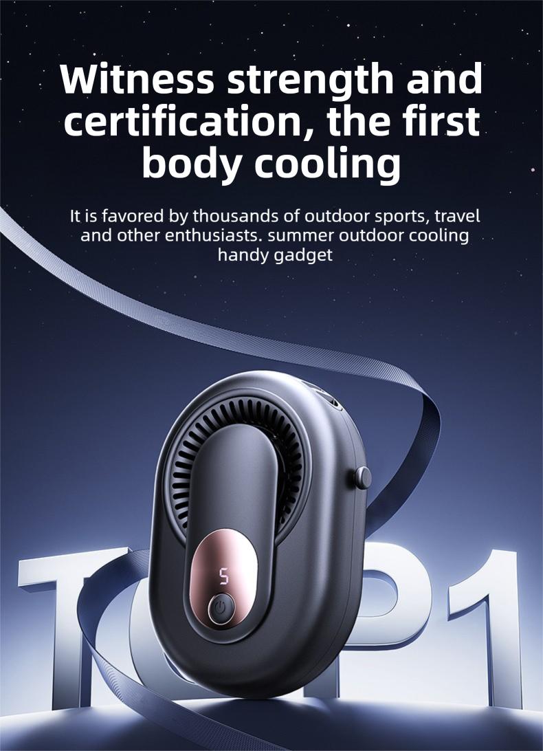 HOOYS Portable Leafless Fan, 5 Speed Mini Waist Fan, USB Rechargeable, Quiet Cooling for Travel, Outdoor & Commute, Phone Cooler