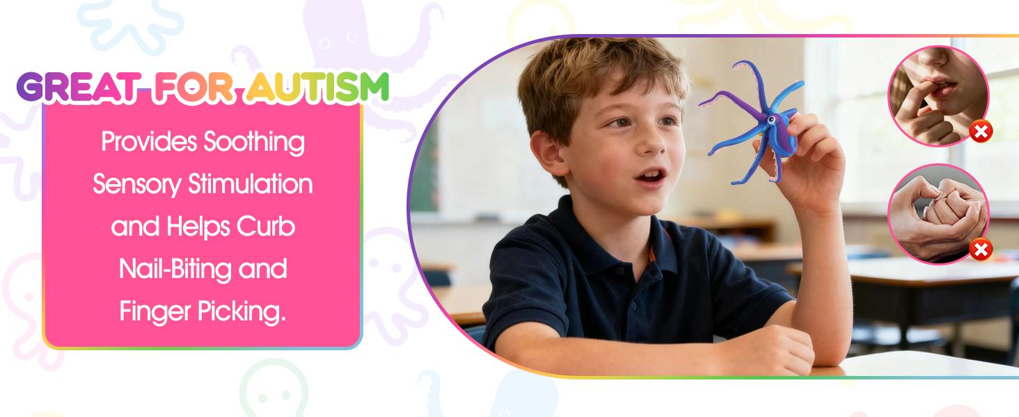 Octopus Fidget Toy with Suction Cups – Silicone Stress Relief and Sensory Play Desk Toy, Bendable Tentacles for Creative Poses, Portable Gift for Kids, Teens and Adults (1 Pc-)