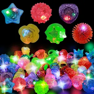 30 count LED Light Up Rings & Glow Ring,Party Favors Flashing Assorted Colorful LED Rubber Bumpy Jelly Rings Glow in Dark Finger Toys Christmas Goodie Bag Stuffers