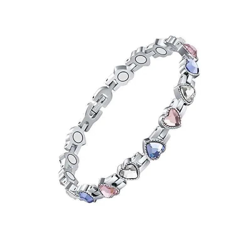 Women's Titanium Steel Magnetic Bracelet - Durable, Fashionable Bracelet with Neodymium Magnets, Sparkling Crystals, Spring Statement Jewelry Gift, Durable Bracelet