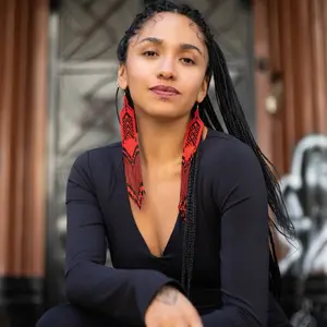 Volcanes - Long Native Beaded Earrings Made by Huichol Artisans - Mother Sierra