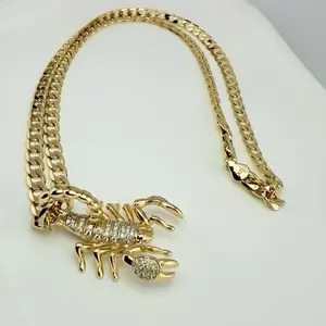 Scorpion Pendant with a Cuban Chain - Gold Plated Scorpion Charm Necklace for Men and Women