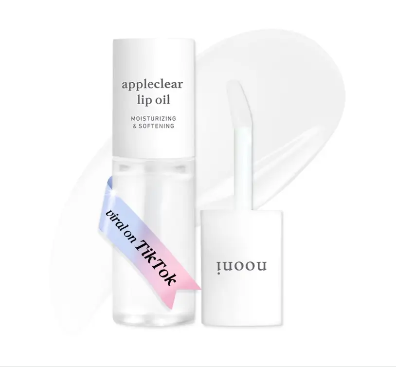 NOONI Korean Lip Oil - Appleclear | Long-Lasting, Moisturizing, Plumping, Revitalizing for Dry Lips, Waterproof, No Peel Off, Hydrating Lip Stain, Nourishing Crystal Clear Stocking Stuffers 0.12 FL Oz