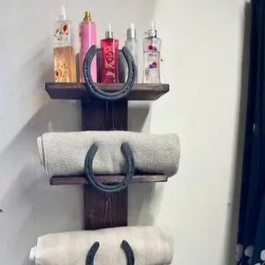 Rustic towel Rack, wood, metal, horses, rustic, bathroom furniture, bathroom storage,