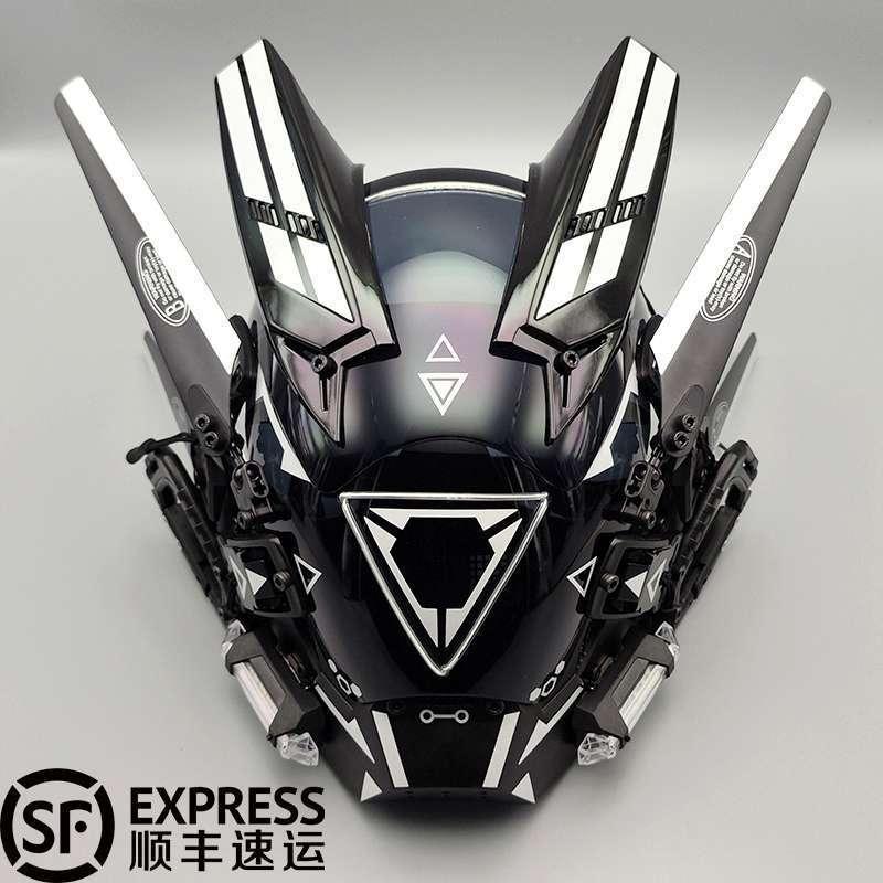 Cyberpunk Mask Iron Warrior Helmet Cosplay Men's Mecha Luminous Full Face Hood Tactical Mask