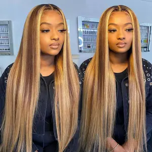 Mscoco Hair 4 27 Highlight Honey Blonde Straight Lace Front Wig 13×4 HD Full Lace Frontal Wigs Colored Hair Wig