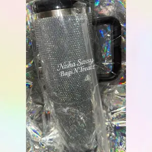 Black & Silver Rhinestone Bluetooth Speaker Tumbler Stainless Steel Cup with Charging & Drinkware  Washable Bottled camo