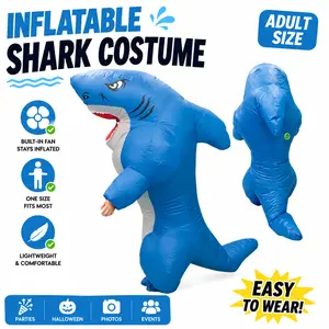 Inflatable Shark Costume for Adults, Funny Blow Up Shark Outfit with Built-in Fan, Animal Costume for Halloween Parties, Cosplay, Carnival, Theme Events