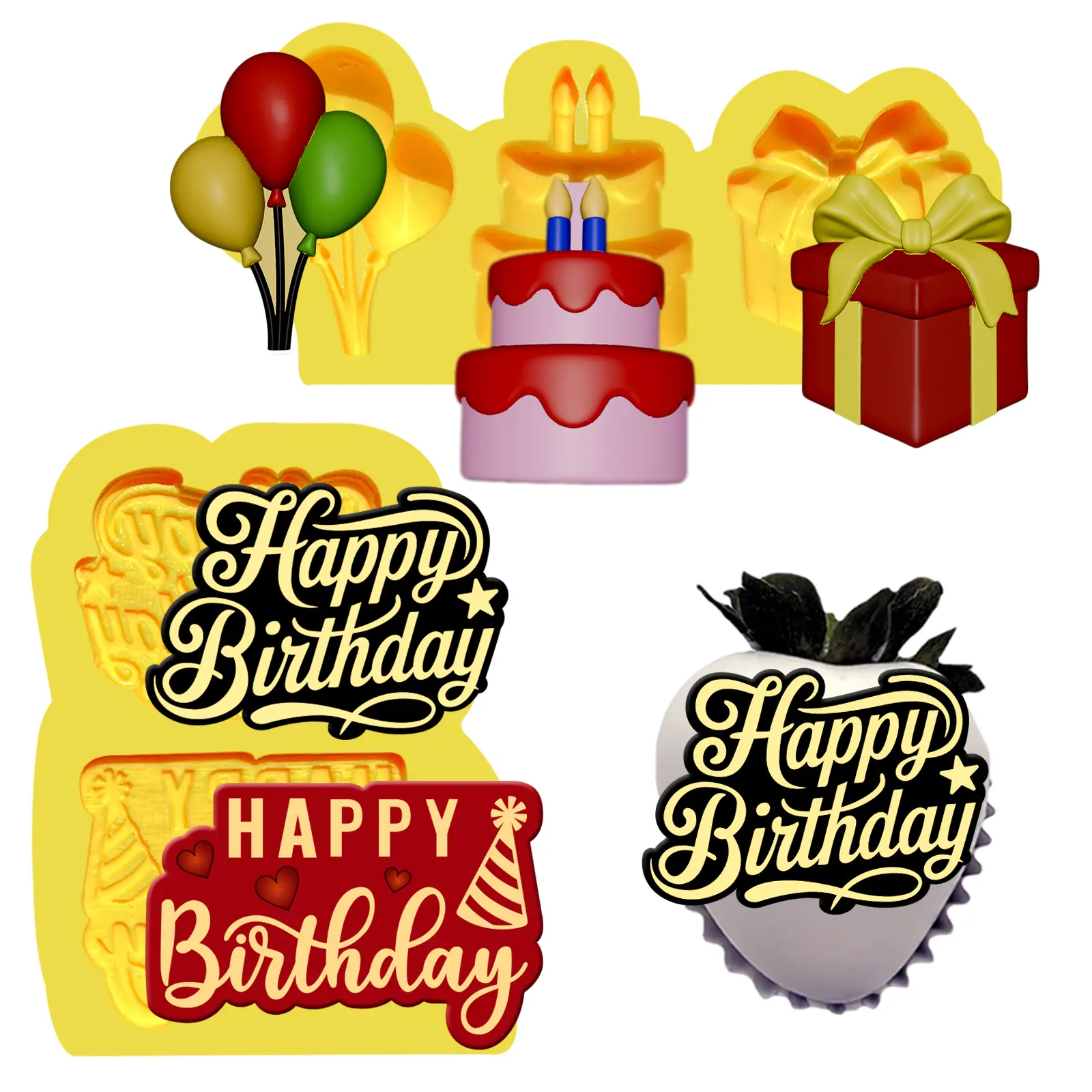 Happy Birthday fondant molds 2 pcs