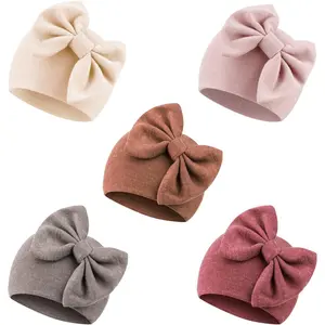 Newborn Baby Girl Hat Hospital Beanie Soft Cotton No Brim Bowknot Cap 0-24 Months Infant Hat