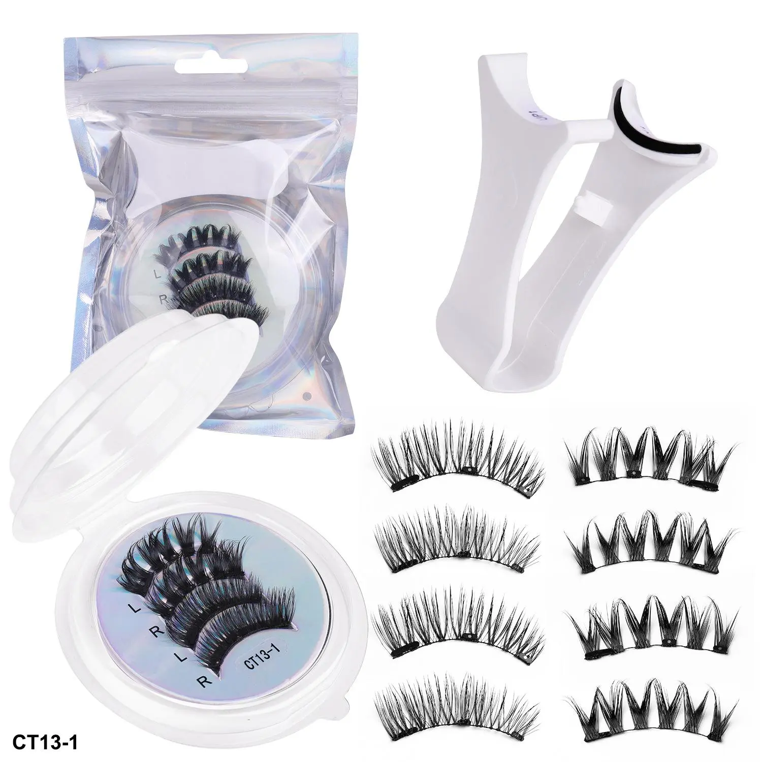 Magnetic Eyelashes 2 Pairs Handmade 3D Mink Lashes Reusable False Eyelashes Set Natural Long Fake Eyelash Makeup Tweezers Tool