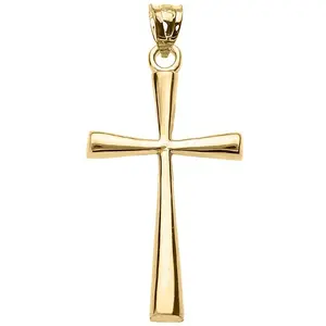 Religious Jewelry 10K Yellow Gold Simple Classic Flared Cross Pendant