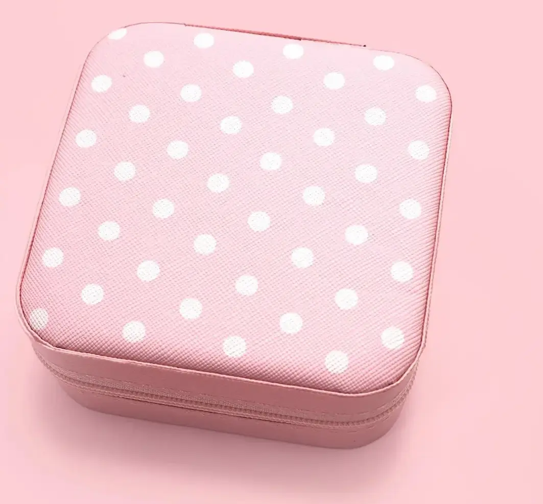 Pink/White Polka Dot Travel Jewelry Box
