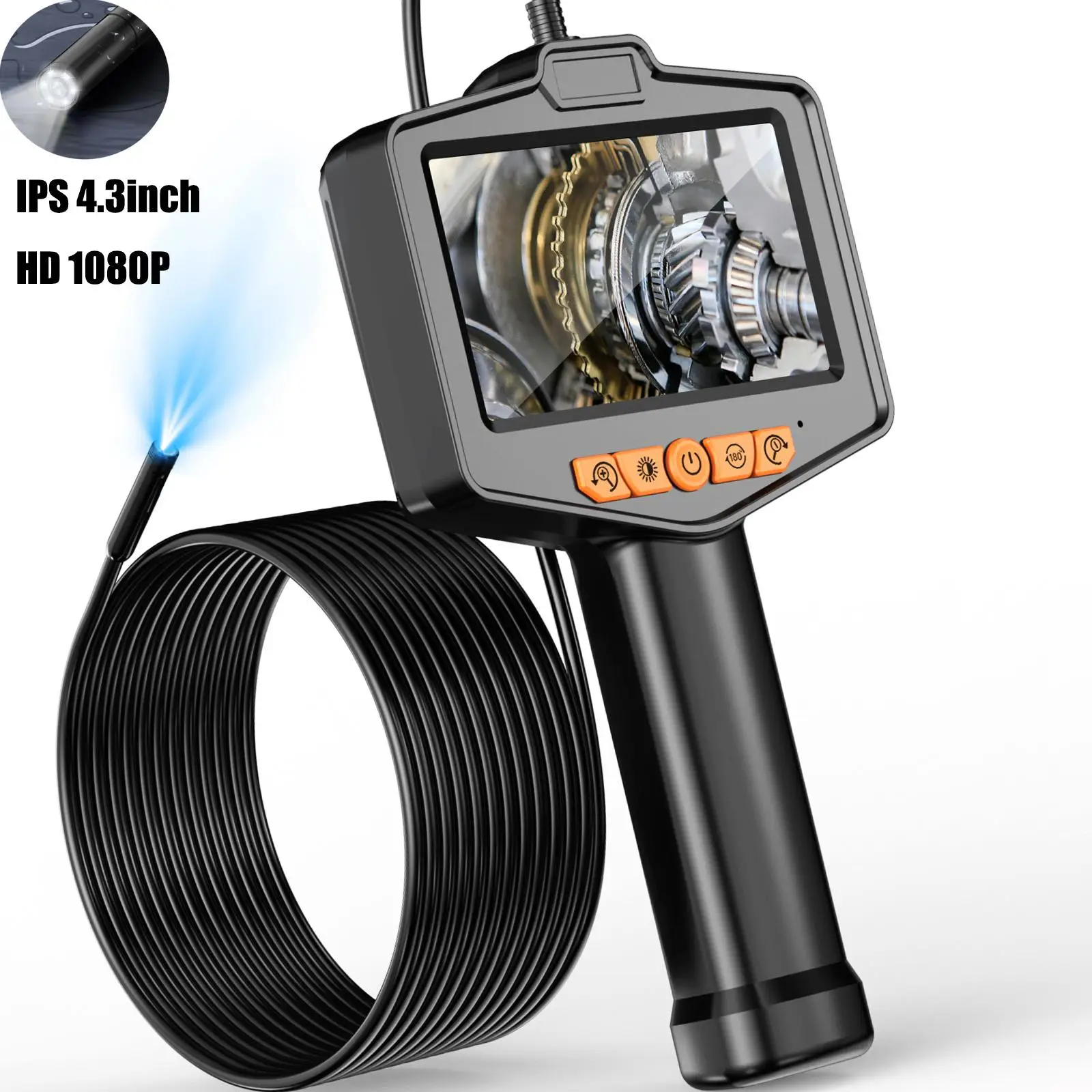 Multi-Application HD Industrial Endoscope Tools, 4.3 Inch IPS Screen 1080P Lens Waterproof Handheld Endoscope Camera Tool, Suitable for Home, Pipeline