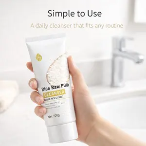 Rice Extract Facial Cleanser, Creamy Foam Face Wash for Daily Use, Soft Clean Feel, Rice Raw Pulp Cleanser 100g
