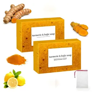 Turmeric & Sour Handcrafted Soap — Lemon Honey Brightening Facial Cleanser, Gentle Cleansing, Moisturizing, Skin Repair (1 piece) kojic
