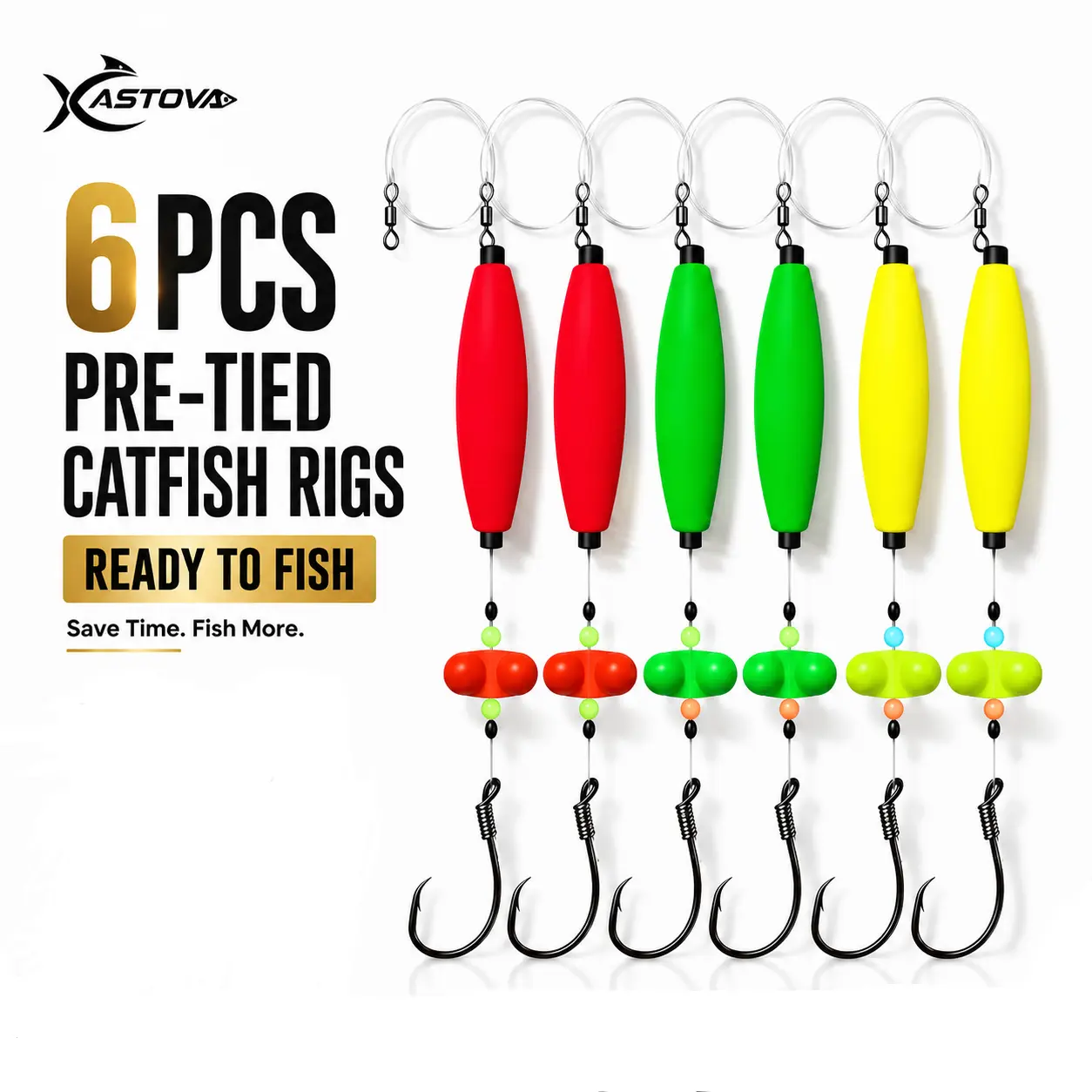 Catfish Rigs Santee Rig Catfish Float Rigs Circle Hooks 6/0 Catfishing Tackle 6pcs, Catfish Fishing Tackle Making Kit Equipment Accessories with Float, Hook, Swivel and Fishing profishing gear gift