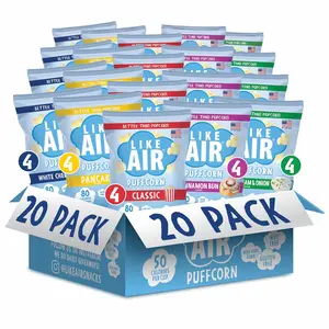 Puffcorn Variety (0.5 oz, 20), White Cheddar, Classic, Pancake, Cinnamon Bun, Sour Cream  Onion  80 Calories, Gluten Free