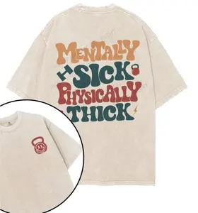 Mentally Sick Physically Thick Printed Gym Shirt, Vintage Washed Tee, Gym Shirt Women Top